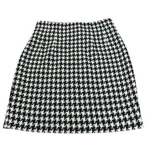 90s VTG Express Houndstooth Pencil Mini Skirt Size 5 Wool Blend Preppy Tweed